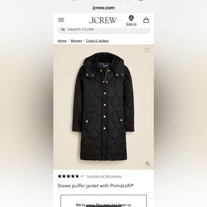 J Crew Stowe Puffer-Corduroy collar, removable hood. Warm!?Non smoking home